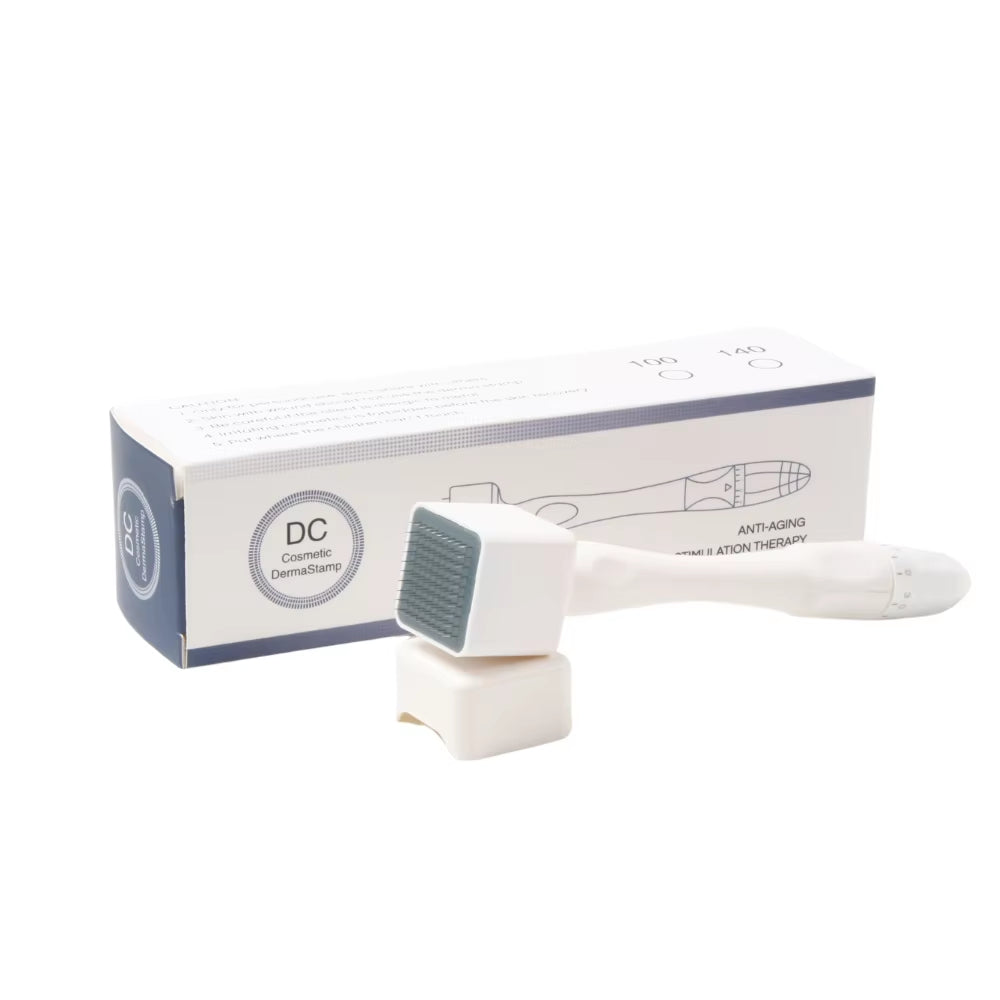 Derma Stamp Adjustable Microneedle Stamp 140 / 100 Pins Titanium Needles for Facial Skin Beard Hair Regrowth