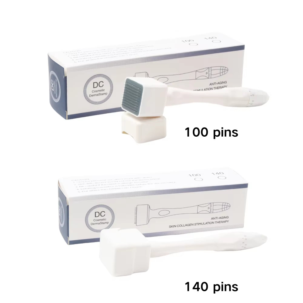Derma Stamp Adjustable Microneedle Stamp 140 / 100 Pins Titanium Needles for Facial Skin Beard Hair Regrowth